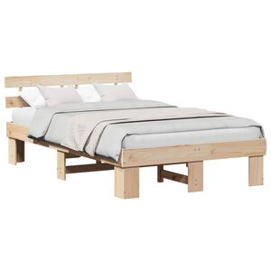 vidaXL Cadre de lit avec t&ecirc;te de lit Naturel 140 x 190 cm Pin massif