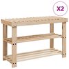 vidaXL &Eacute;tag&egrave;re &agrave; chaussures 2 en 1 avec dessus banc 2 pcs Bois massif