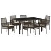 vidaXL Ensemble de salle &agrave; manger pour jardin 7 pc Marron polyrotin