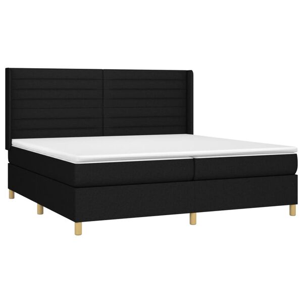 vidaXL Sommier &agrave; lattes de lit avec matelas Noir 200x200 cm Tissu