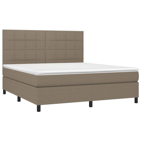 vidaXL Sommier &agrave; lattes de lit avec matelas Taupe 180x200 cm Tissu