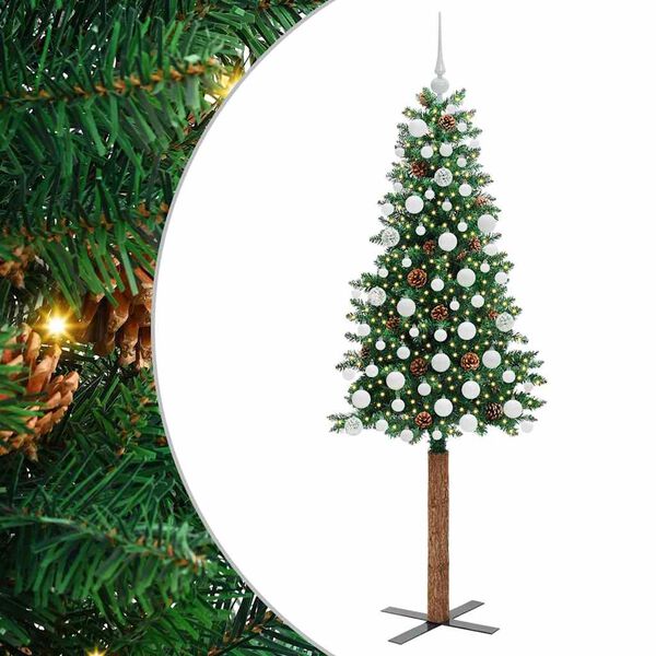 vidaXL Sapin de No&euml;l mince Vert 180 cm PVC et bois de pin massif