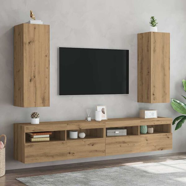 vidaXL Meubles TV 2 pcs chêne artisanal 30,5x30x90cm bois d'ingénierie