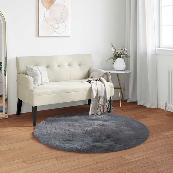 vidaXL Tapis en fausse Tafalla Anthracite Ø 100 cm Polyester