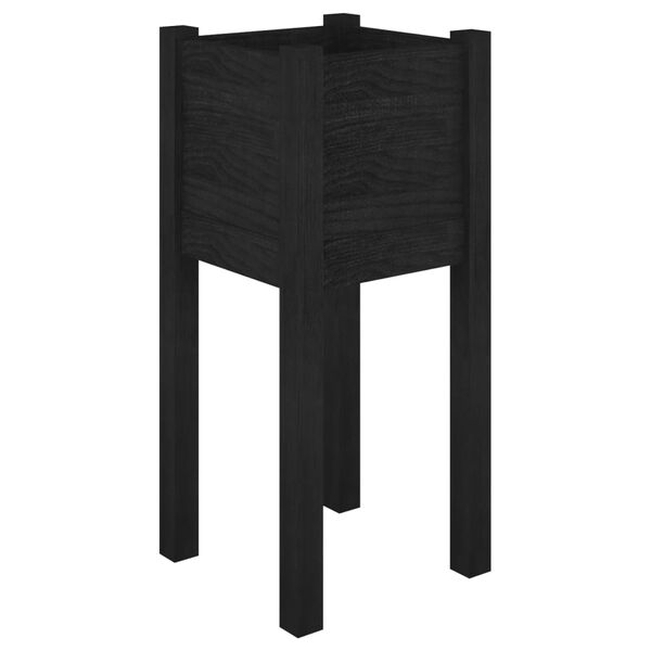 vidaXL Jardinières d'extérieur 2 pcs Noir 31x31x70 cm Bois de pin