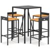 vidaXL Ensemble de bar jardin 5 pcs noir poly rotin/bois massif acacia
