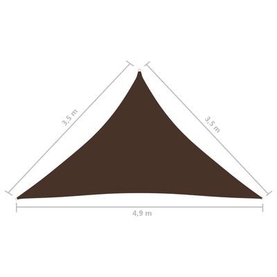 vidaXL Voile de parasol tissu oxford triangulaire 3,5x3,5x4,9 m marron