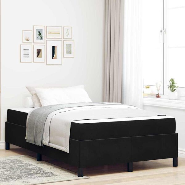 vidaXL Cadre de lit avec matelas Noir 120 x 190 cm tissu