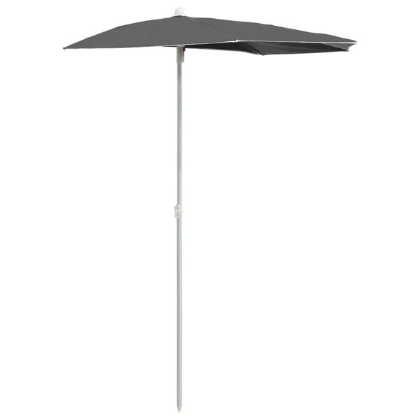 vidaXL Demi-parasol de jardin avec m&acirc;t 180x90 cm anthracite
