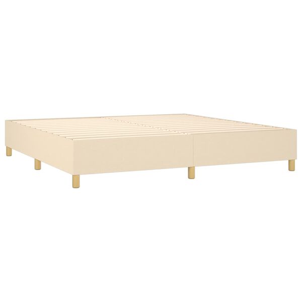 vidaXL Sommier &agrave; lattes de lit avec matelas Cr&egrave;me 200x200 cm Tissu