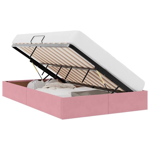 vidaXL Lit de Rangement avec matelas Rose 120 x 200 cm Velours