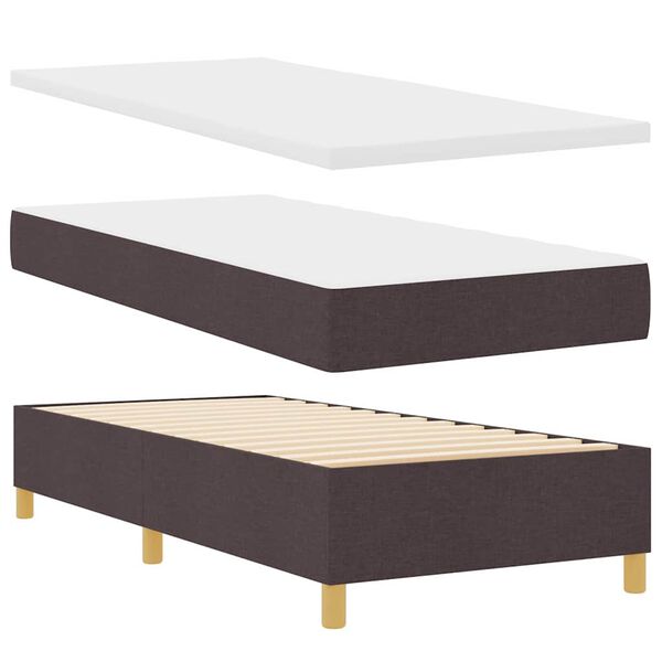 vidaXL Lit &agrave; ressorts avec matelas Marron fonc&eacute; 100 x 200 cm tissu