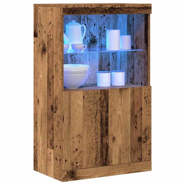 vidaXL Buffet LED Marron 60 x 37 x 100 cm Bois d'ing&eacute;nierie