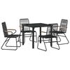 vidaXL Ensemble de salle &agrave; manger pour jardin 5 pc Noir
