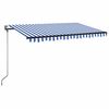 vidaXL Auvent automatique capteur de vent/LED 400x350 cm Bleu et blanc