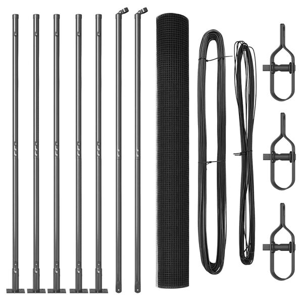 vidaXL Poteau de cl&ocirc;ture. Gris 10 x 1,5 m (maillage 16 x 16 mm)