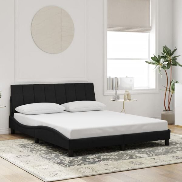 vidaXL Cadre de lit sans matelas Hanko noir 160x200 cm velours