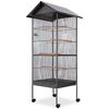 vidaXL Cage &agrave; oiseaux avec toit Acier Noir 66 x 66 x 155 cm