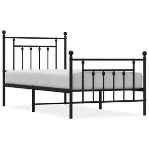 vidaXL Cadre de lit m&eacute;tal sans matelas avec pied de lit noir 80x200 cm
