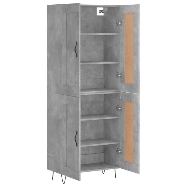 vidaXL Buffet haut Gris b&eacute;ton 69,5x34x180 cm Bois d'ing&eacute;nierie
