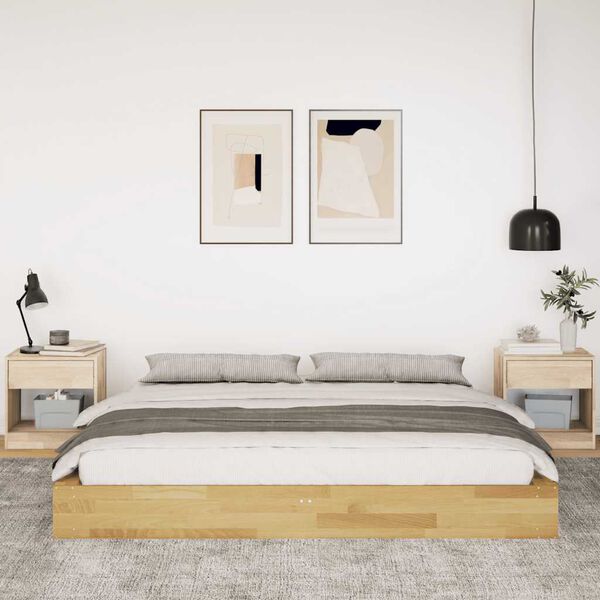 vidaXL Cadre de lit sans matelas 200 x 200 cm en bois massif de ch&ecirc;ne