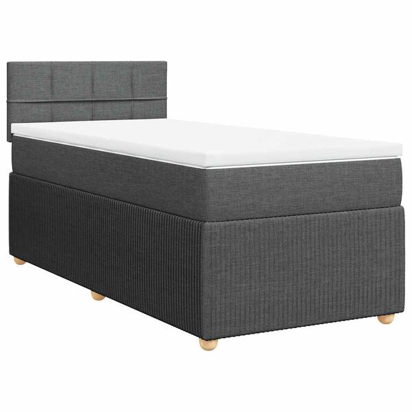 vidaXL Sommier &agrave; lattes de lit avec matelas Gris fonc&eacute; 100x200cm Tissu