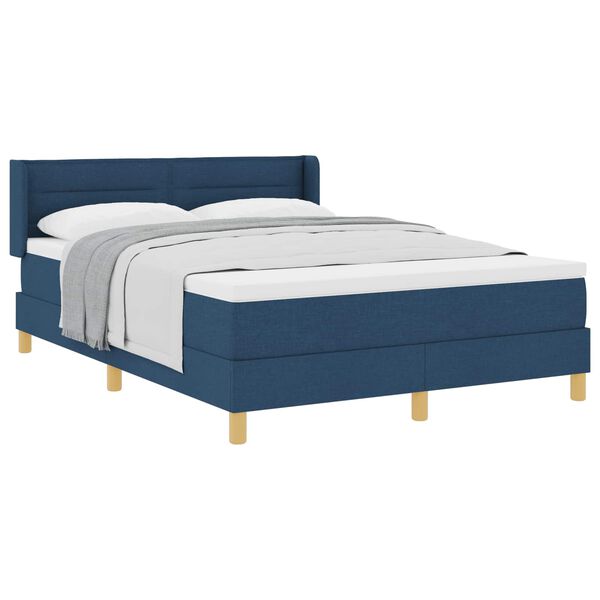 vidaXL Lit &agrave; ressorts avec matelas Bleu 200 x 160 cm Polyester
