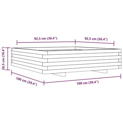 vidaXL Jardinière cire marron 100x100x26,5 cm bois de pin massif