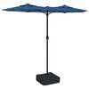 vidaXL Parasol de jardin &agrave; double t&ecirc;te avec LED bleu azur&eacute; 316x145 cm