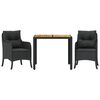 vidaXL Ensemble &agrave; manger de jardin avec coussins 3 pcs Noir