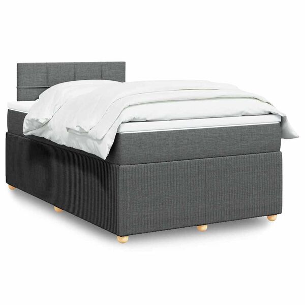 vidaXL Sommier &agrave; lattes de lit avec matelas Gris fonc&eacute; 120x200cm Tissu
