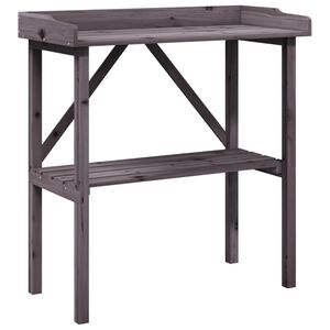 vidaXL Table &agrave; plantes avec &eacute;tag&egrave;re gris 78x38x82,5 cm bois de sapin