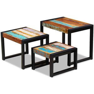 vidaXL Tables gigognes 3 pcs Bois de r&eacute;cup&eacute;ration massif