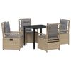 vidaXL Ensemble de salle &agrave; manger pour jardin 5 pc Beige et Gris clair