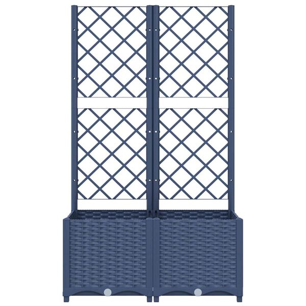 vidaXL Jardinière de jardin avec treillis Bleu Gris 80x40x136 cm PP