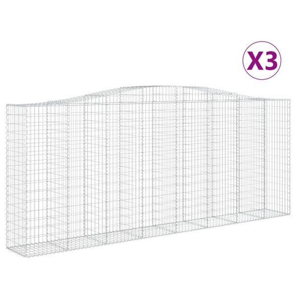 vidaXL Paniers &agrave; gabions arqu&eacute;s 3 pcs 400x50x160/180 cm fer galvanis&eacute;