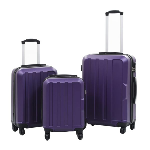 vidaXL Valise rigide 3 pcs Violet ABS