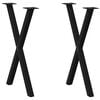 vidaXL Pieds de table &agrave; manger en forme de X, 2 pi&egrave;ces, noir, 57 x (72-73) cm, acier