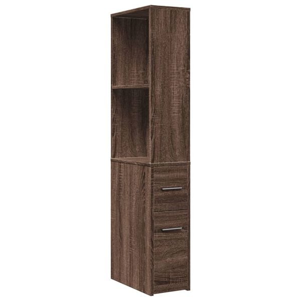 vidaXL Armoire de salle de bain étroite avec roulettes chêne marron