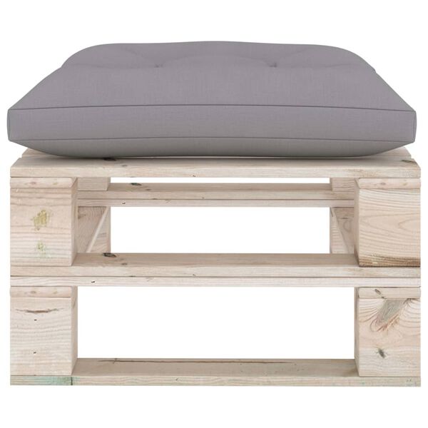 vidaXL Repose-pied palette de jardin avec coussin gris bois de pin