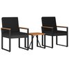 vidaXL Ensemble de meubles d'ext&eacute;rieur 3 pc Noir polyrotin