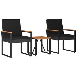 vidaXL Ensemble de meubles d'ext&eacute;rieur 3 pc Noir polyrotin