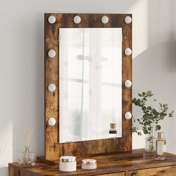vidaXL Miroir de vanit&eacute; avec miroir Ch&ecirc;ne fum&eacute; 70 x 50 x 18 cm