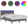 vidaXL Cadre de lit avec bandes LED Gris 140 x 190 cm Simili cuir