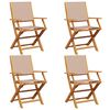vidaXL Chaises de jardin pliantes lot de 4 taupe tissu et bois massif