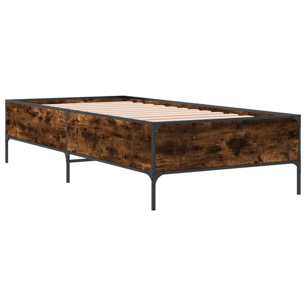 vidaXL Cadre de lit sans matelas ch&ecirc;ne fum&eacute; 90x190 cm