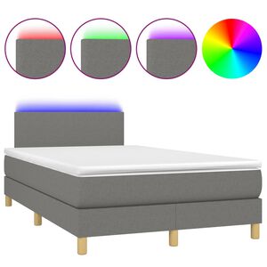 vidaXL Sommier &agrave; lattes de lit et matelas et LED Gris fonc&eacute; 120x200 cm