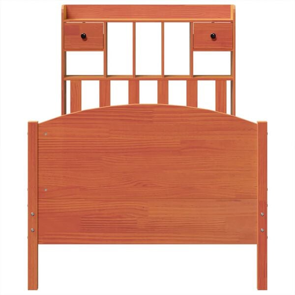 vidaXL Lit biblioth&egrave;que sans matelas cire marron 75x190 cm pin massif