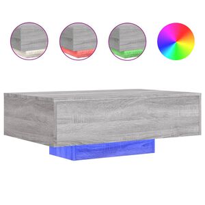 vidaXL Table basse avec lumi&egrave;res LED sonoma gris 85x55x31 cm