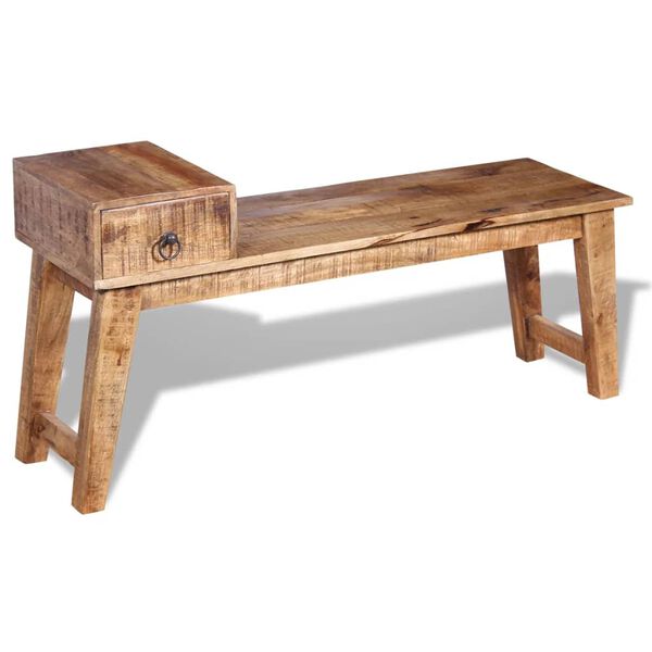 vidaXL Banc avec tiroir Bois de manguier massif 120x36x60 cm